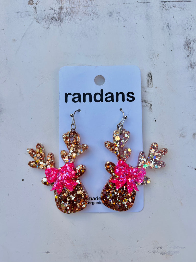Bows Are For Reindeers Too Acrylic Earrings