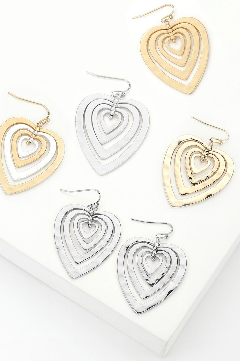 Hammered Layered Heart Earrings