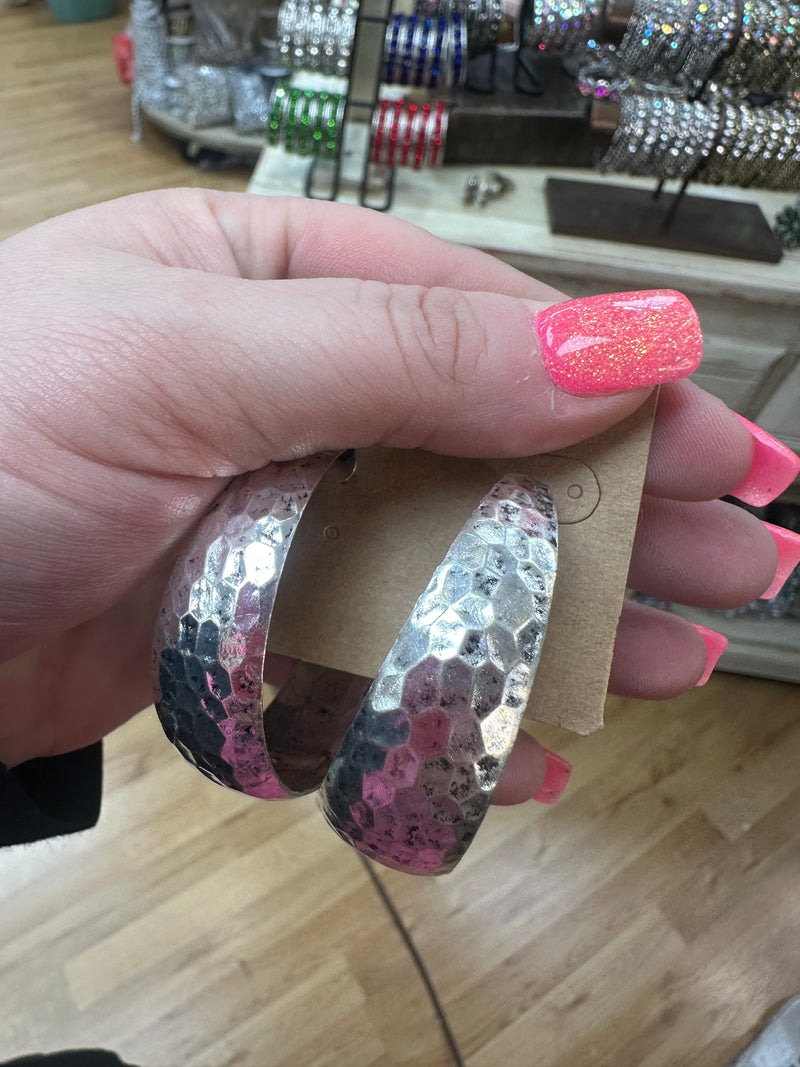 Silver Half Hoop Earrings