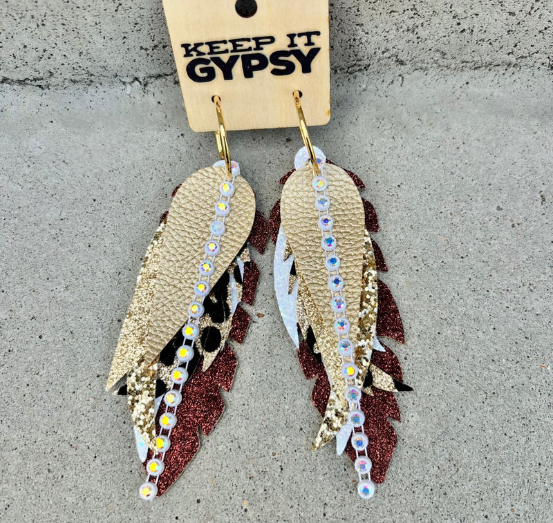 Dark Tones Feather Earrings