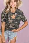 Camo Cut Out Star Top