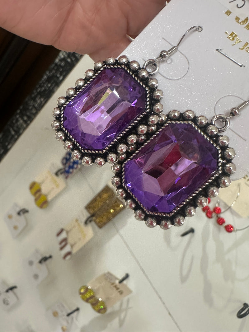 Purple Square Earrings