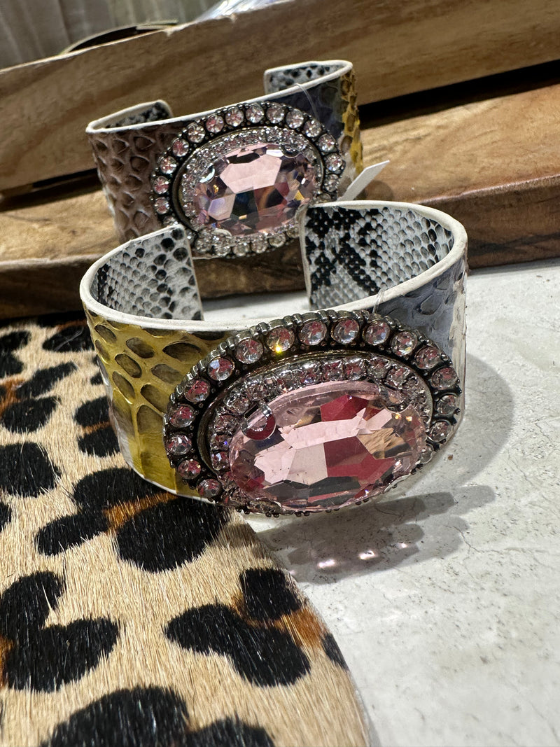 Snake with pink stone cuff