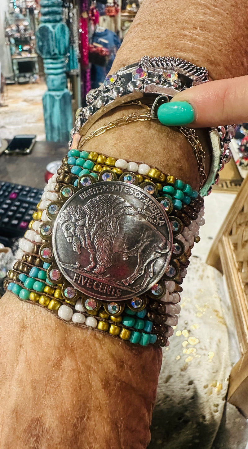 Slip On Beaded Buffalo Bracelet