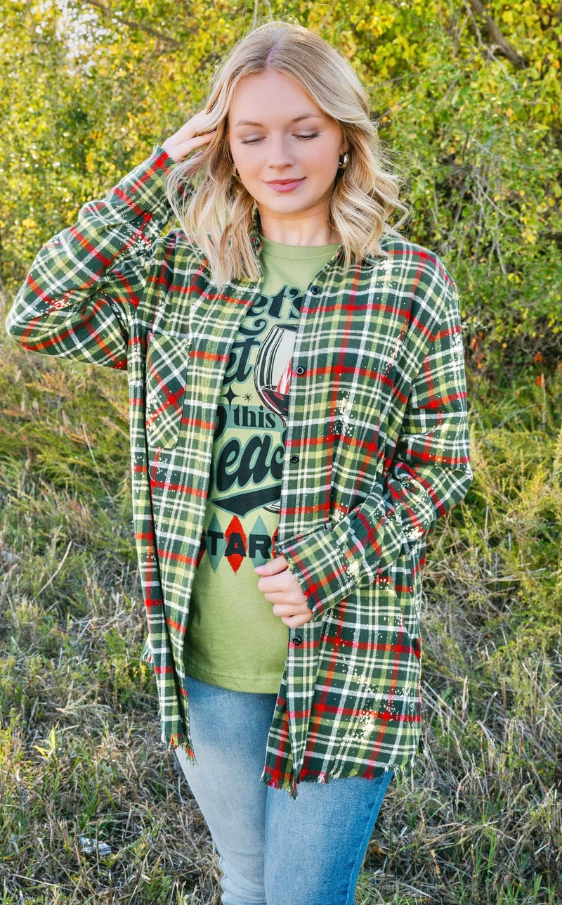 Bleached Green Holiday Flannel