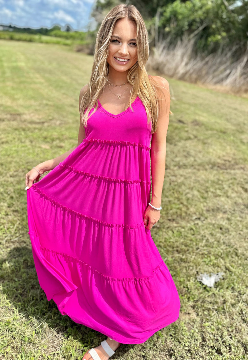 Tiered Hot Pink Maxi