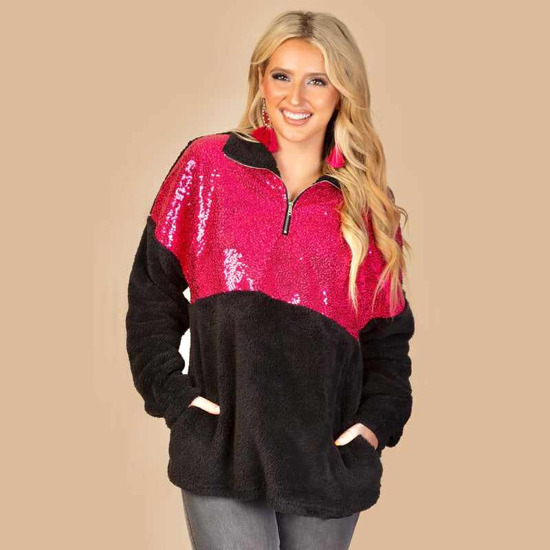 Pink Sequin Sherpa