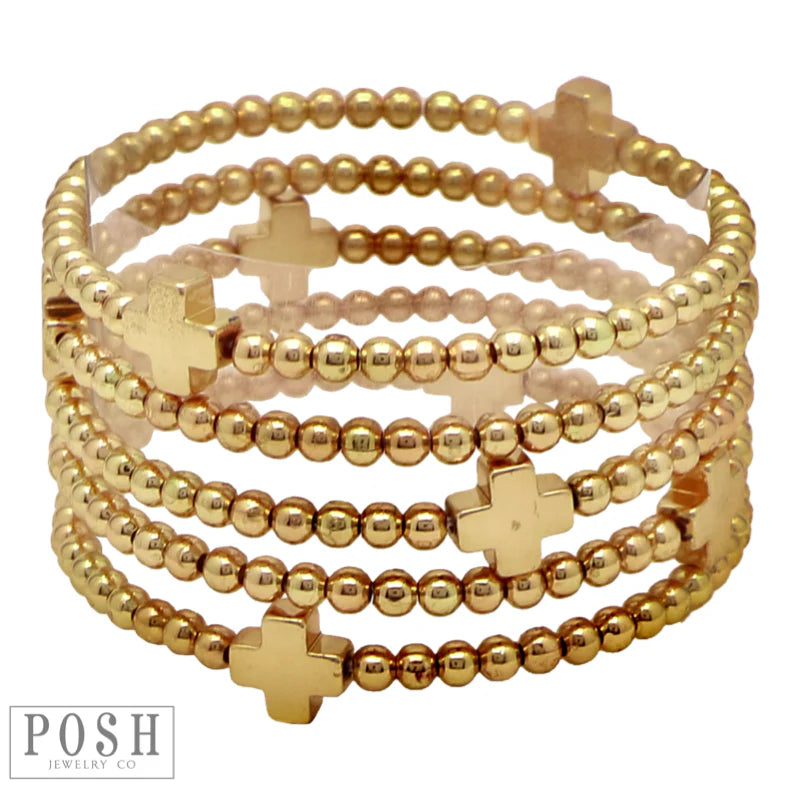 Cross Charm Stack - Gold