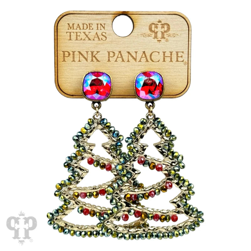 Rhinestone Christmas Tree Earrings