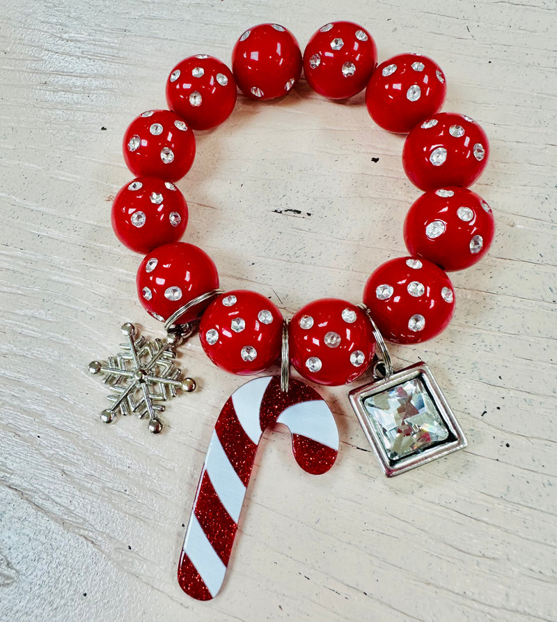 Red Stretch Candy Cane Bracelet