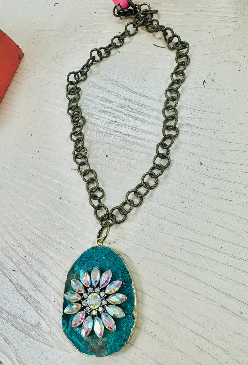 Rhinestone Flower Necklace