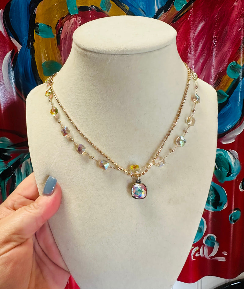 Dainty AB Necklace - Pink Panache