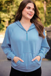 Kayla Lux Hooded Quarter Zip - Light Blue