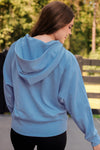 Kayla Lux Hooded Quarter Zip - Light Blue