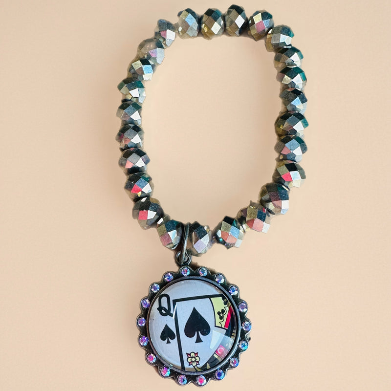 Playing Card Stretch Gold Bracelet