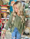 Say The Words Smocked Top - Olive