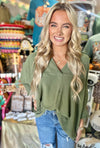 Say The Words Smocked Top - Olive