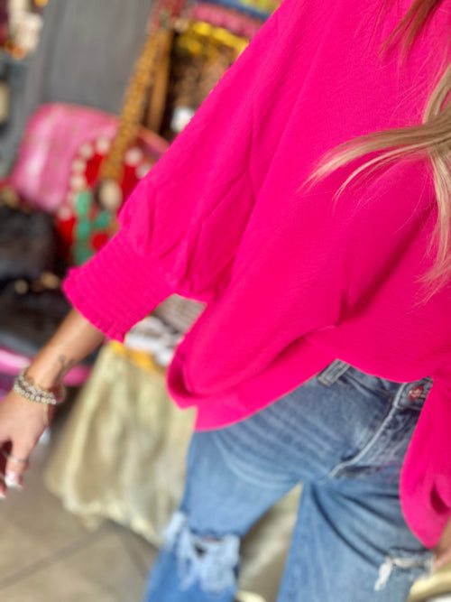 Say The Words Smocked Top - Pink