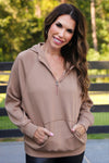 Kayla Lux Hooded Quarter Zip - Mocha