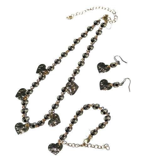 Midnight Gilded Hearts Earrings