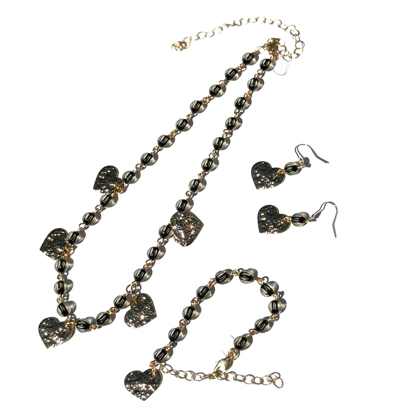 Midnight Gilded Hearts Earrings