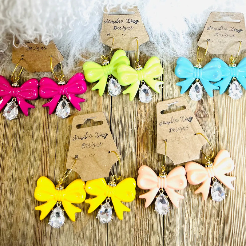 Colored Acrylic Bow Earrings