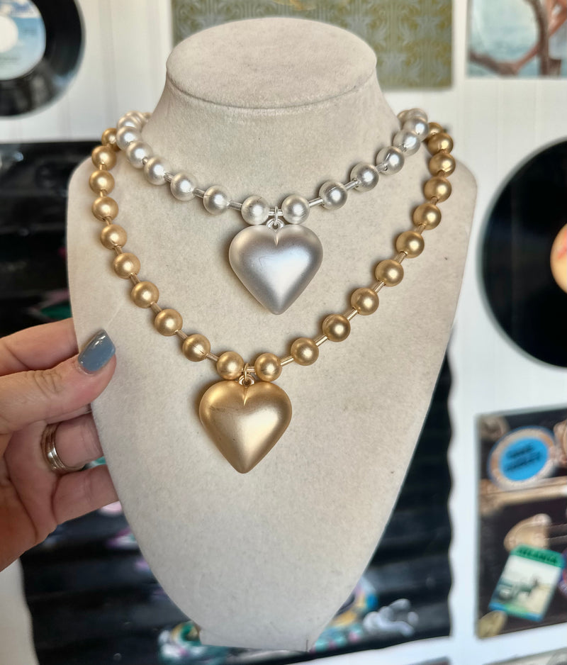 Matte Chunky Heart Necklace
