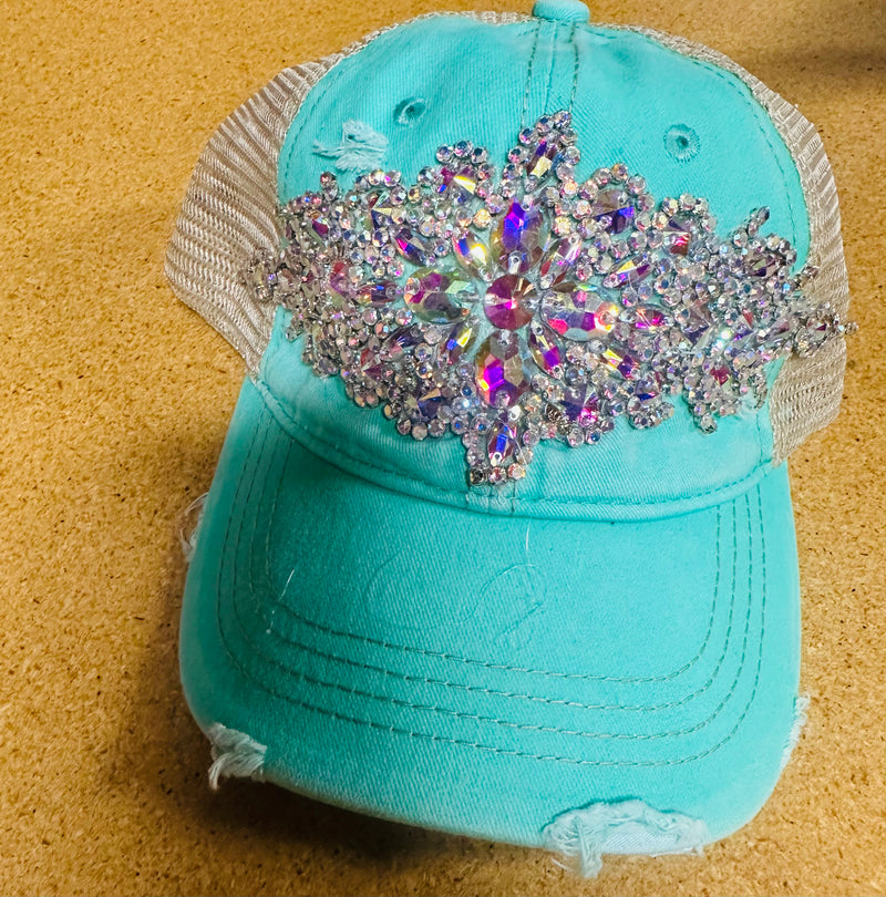 Turquoise Rhinestone Hat