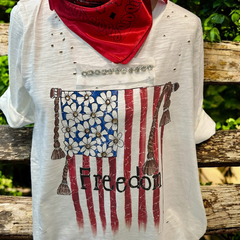 Tattered Freedom Flag Tee - Rare Bird