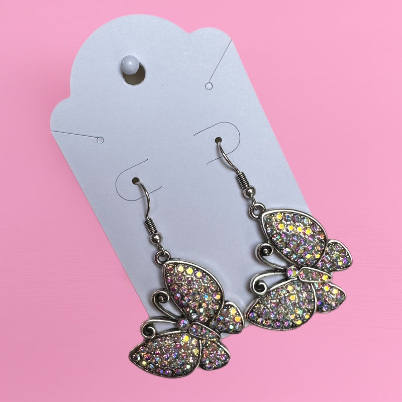Rhinestone AB Butterfly Earrings