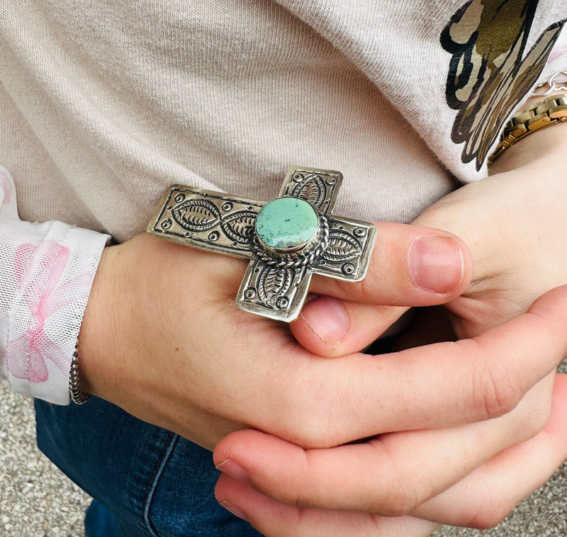 Tibet Turquoise Cross Adjustable Ring