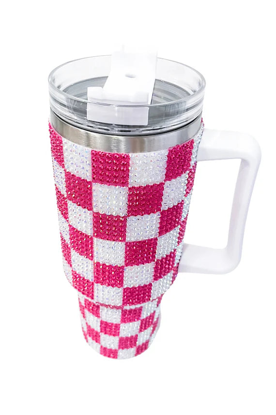 Rhinestone Checkered Tumbler 40oz