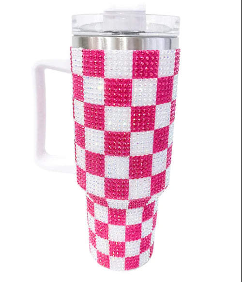 Rhinestone Checkered Tumbler 40oz
