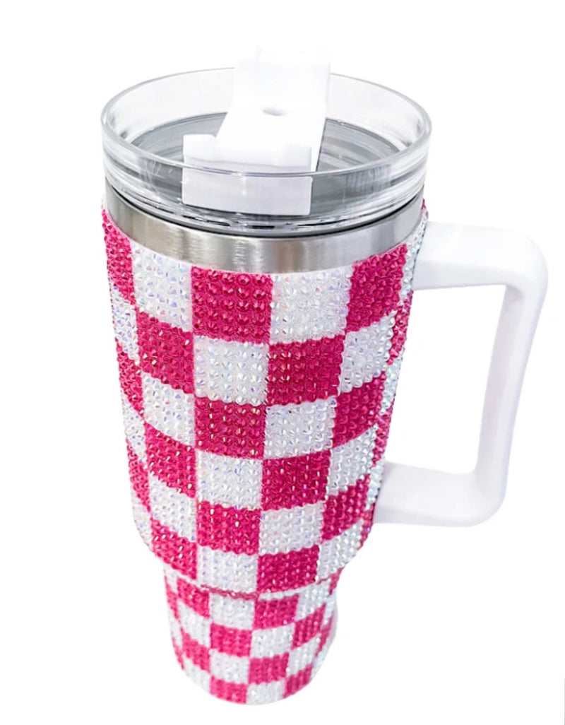Rhinestone Checkered Tumbler 40oz