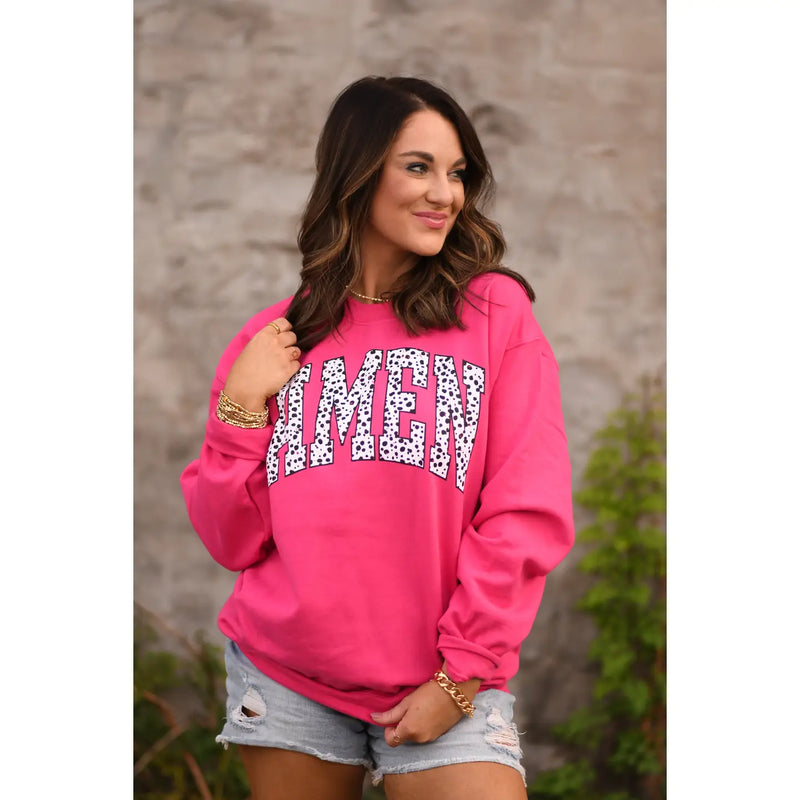 Amen Sweatshirt - Hot Pink