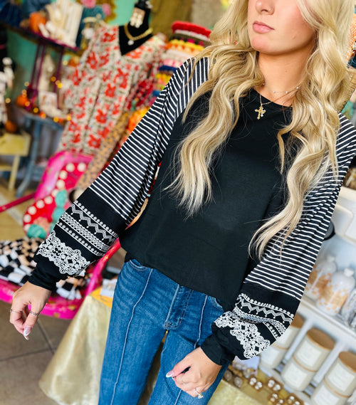 A Glimpse Of Fresh Air Top- Black