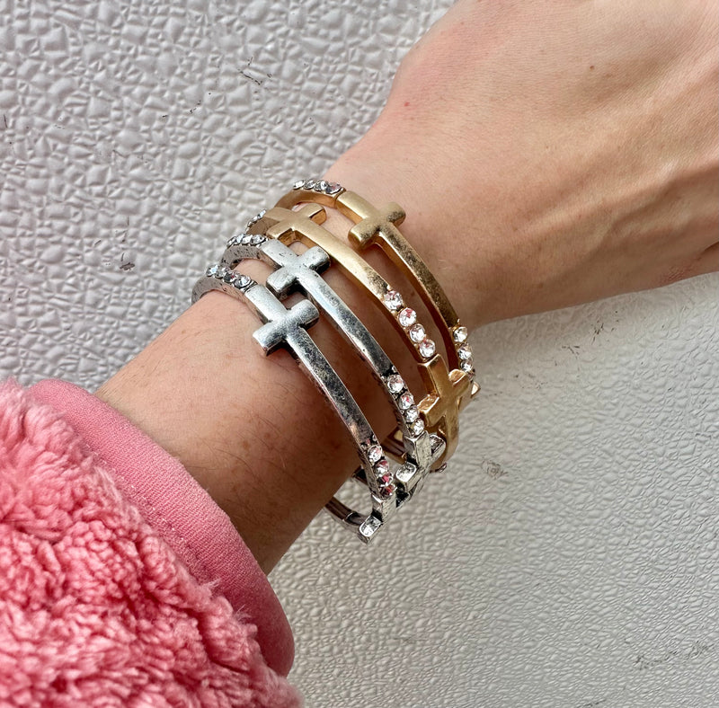 Rhinestone Cross Bracelet
