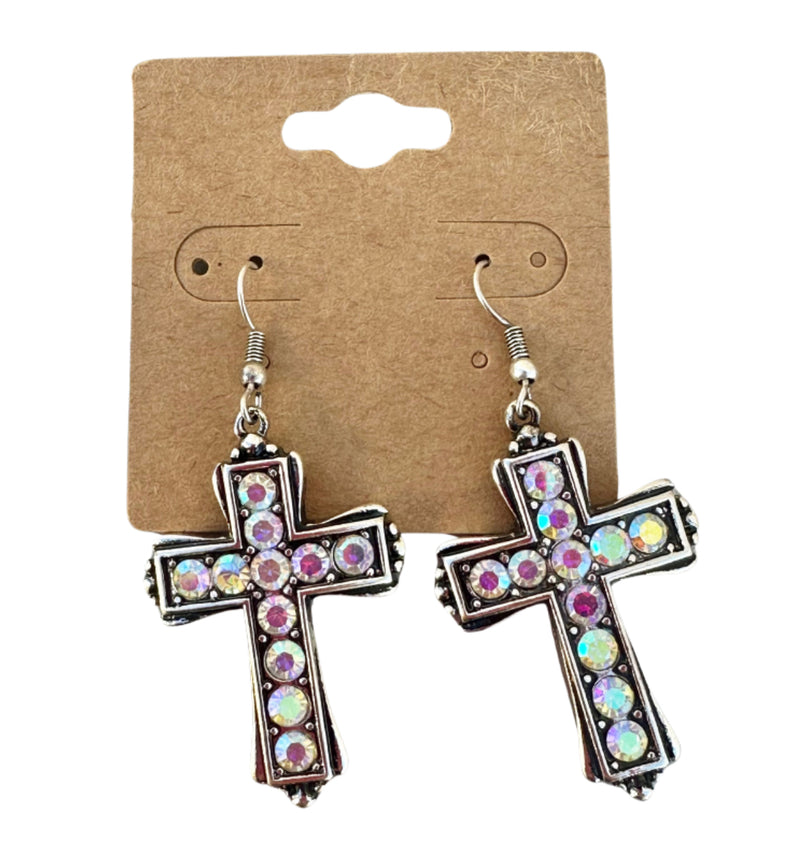 Rhinestone Cross Earrings