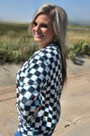 Checked In Turquoise Top