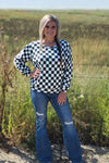 Checked In Turquoise Top