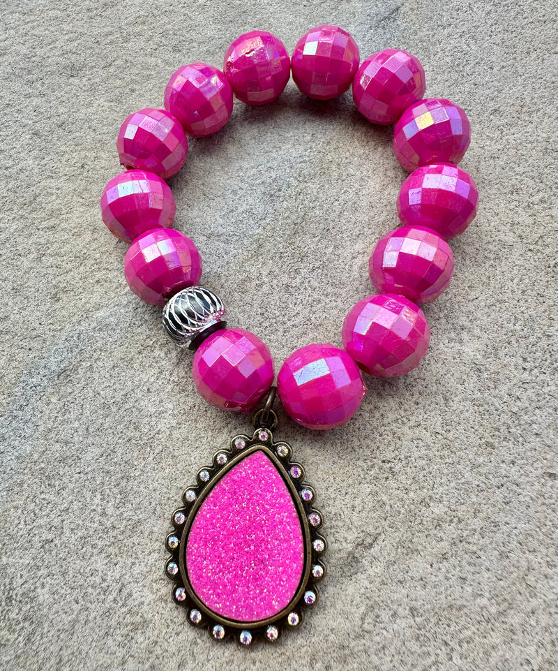 Pink Glitter Stretch Bracelet