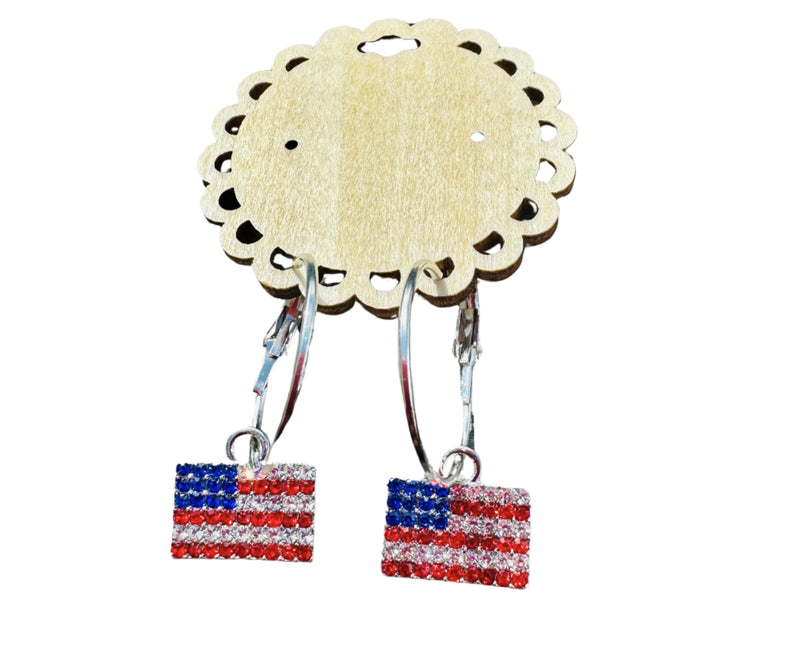 Rhinestone Flag Hoop Earrings