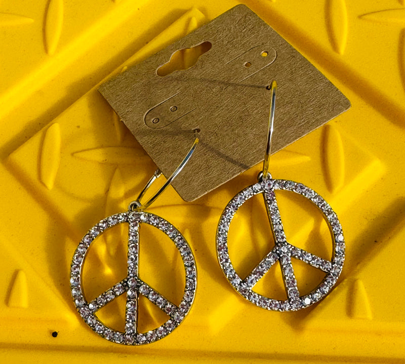 Peace Rhinestone Earrings