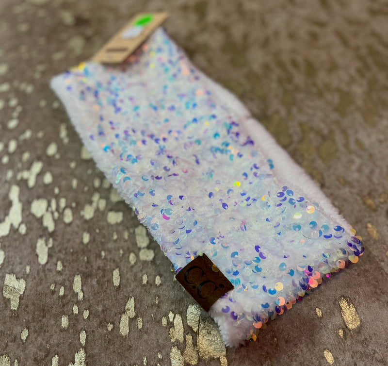 White Sequin Headwrap