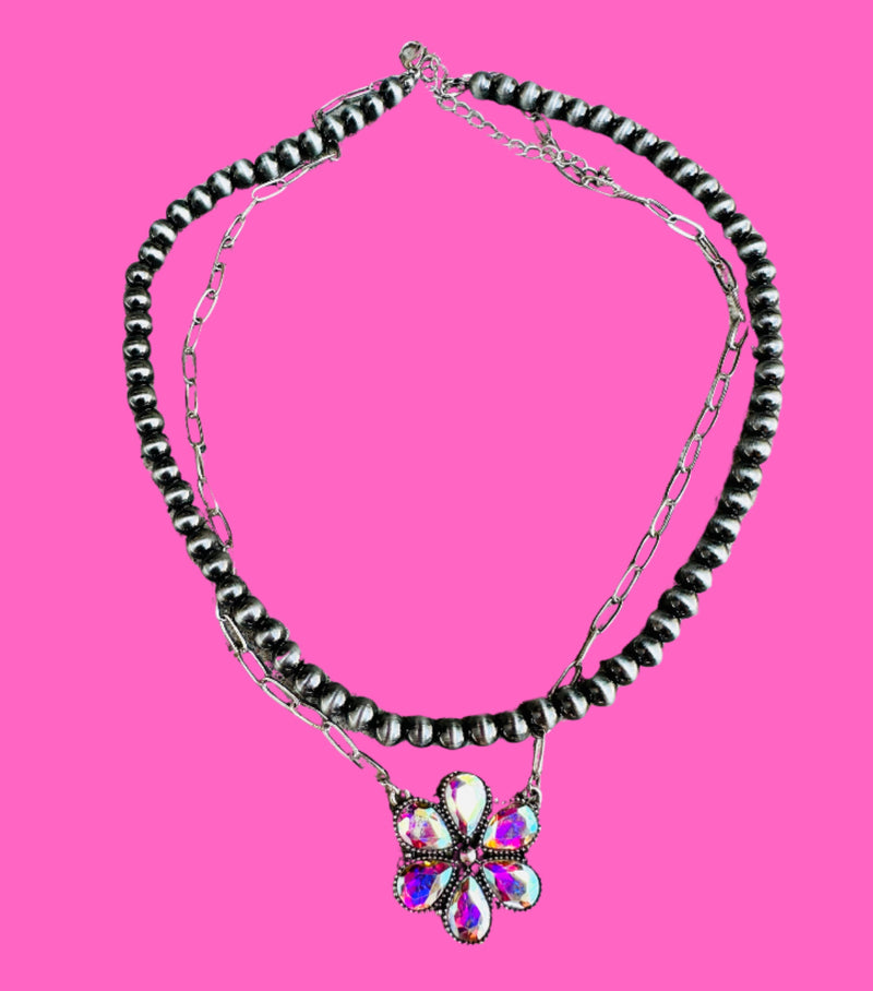 Daisy Flower Double Necklace