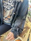 Mineral Washed Lace Black Button Up