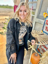 Mineral Washed Lace Black Button Up