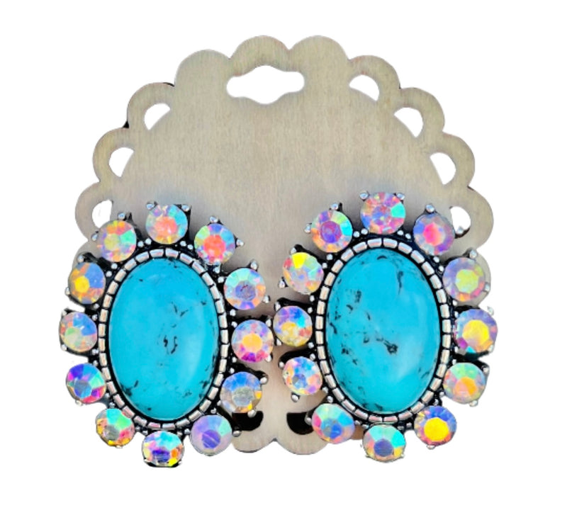 Turquoise Rhinestone Studs