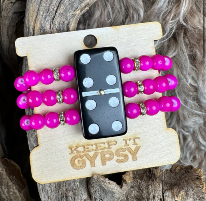 Black & Pink Domino Bracelet