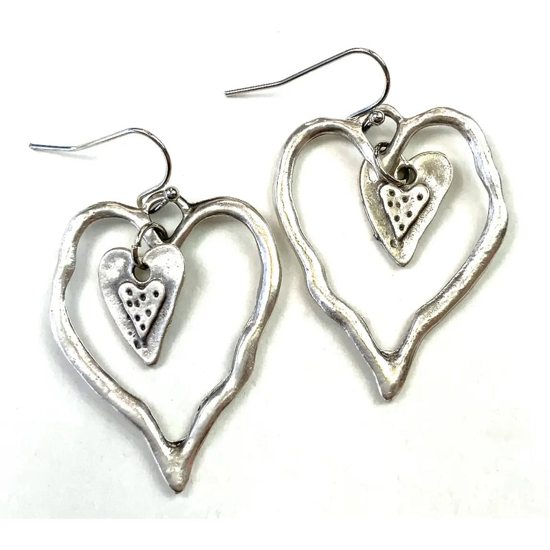 Hammered Heart Earrings